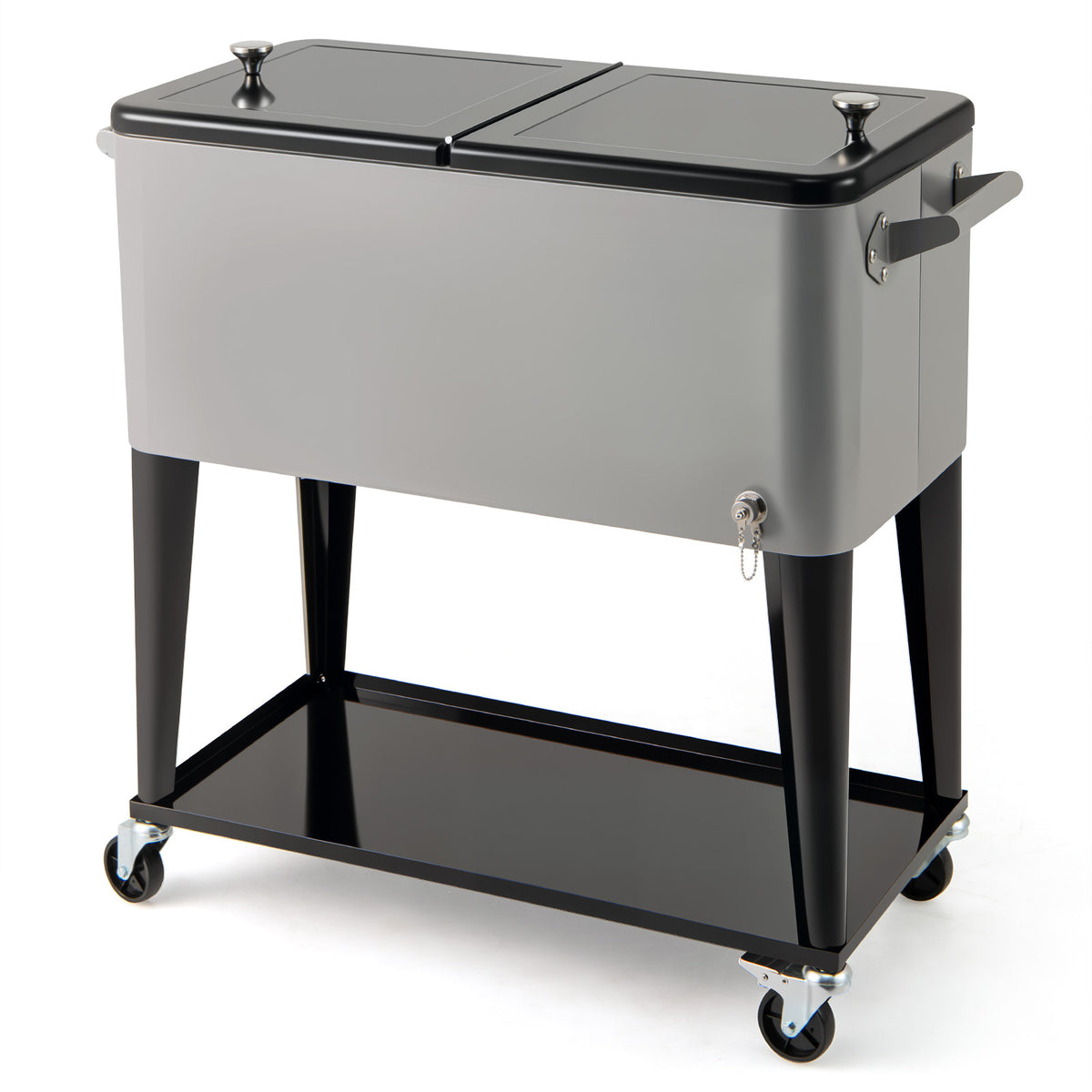 80-Quart Portable Patio Cooler with Storage Shelf - Gray