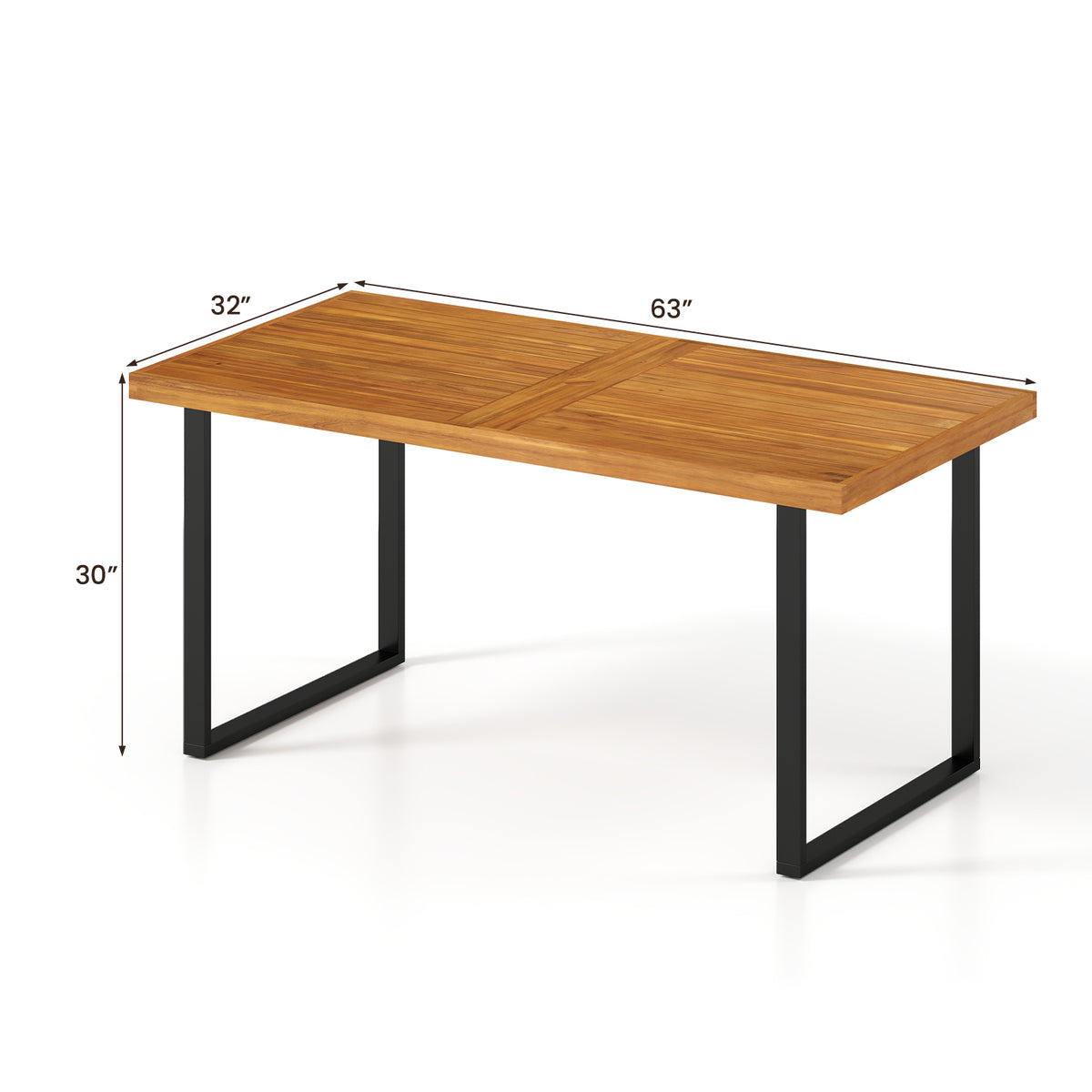 Acacia Wood Dining Table for 6 - 63" x 32"