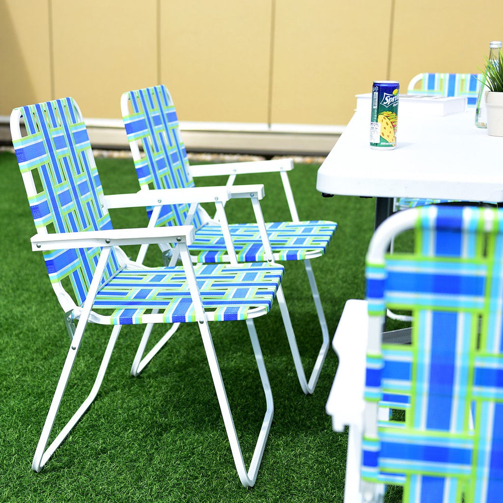 6 Pieces Folding Beach Chair Camping Lawn Webbing