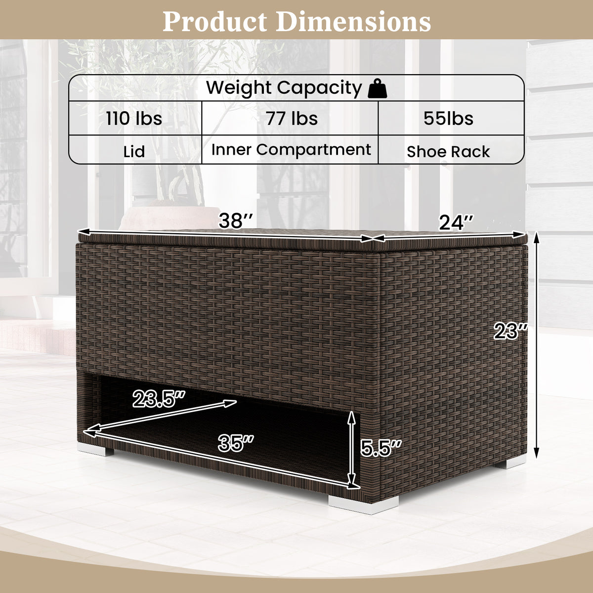PE Rattan Storage Bin with Waterproof Liner