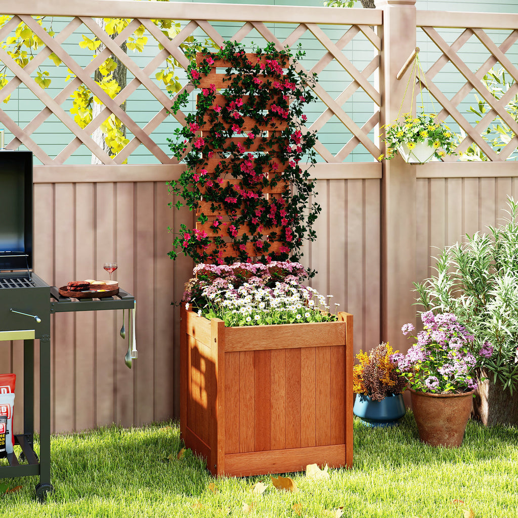 Wooden Raised Garden Bed with Trellis - Intersecting Parallels