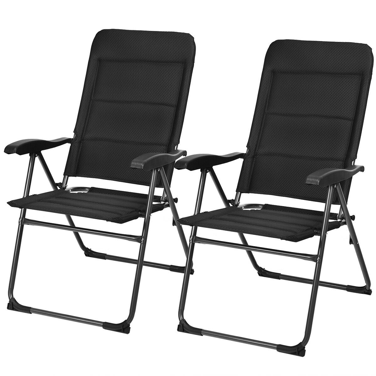 2 Pieces Outdoor Folding Patio Chairs with Adjustable Backrests for