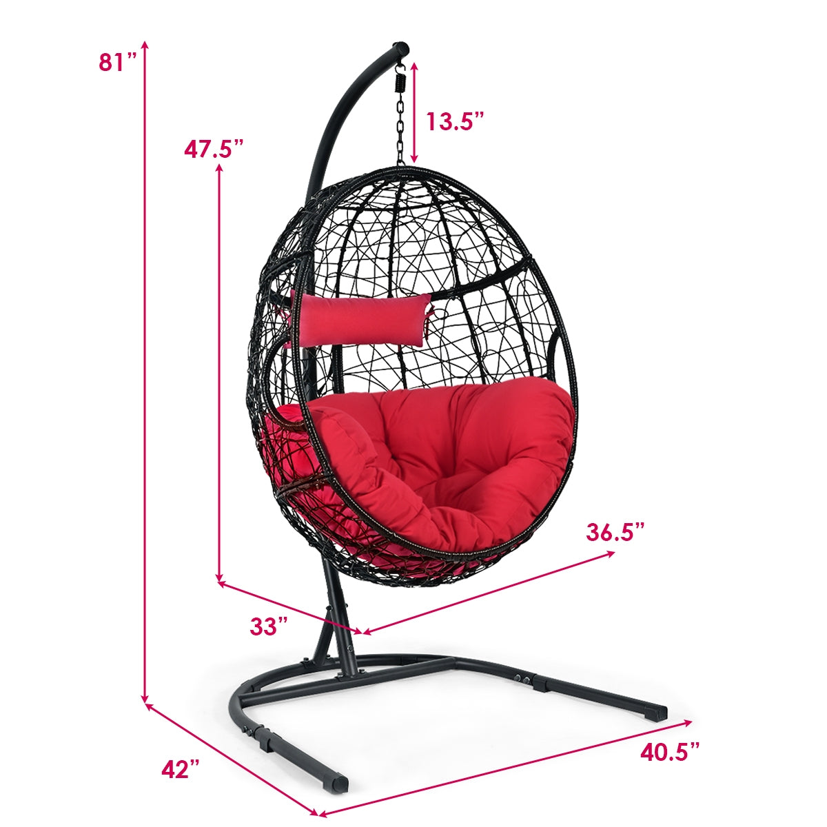 Indoor/Outdoor Hanging Cushioned Hammock Chair with Stand