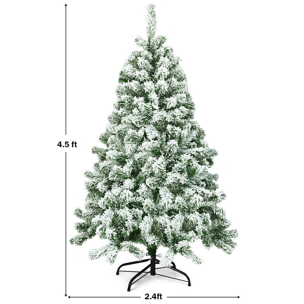 Artificial Christmas Tree 4.5 Ft Snow Flocked with 400 Tips - Full, Easy Setup