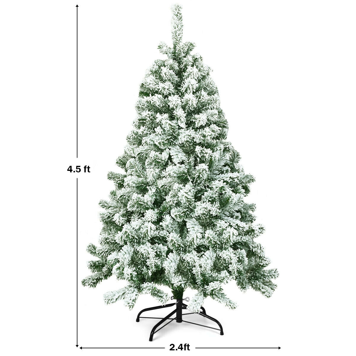 Artificial Christmas Tree 4.5 Ft Snow Flocked with 400 Tips - Full, Easy Setup