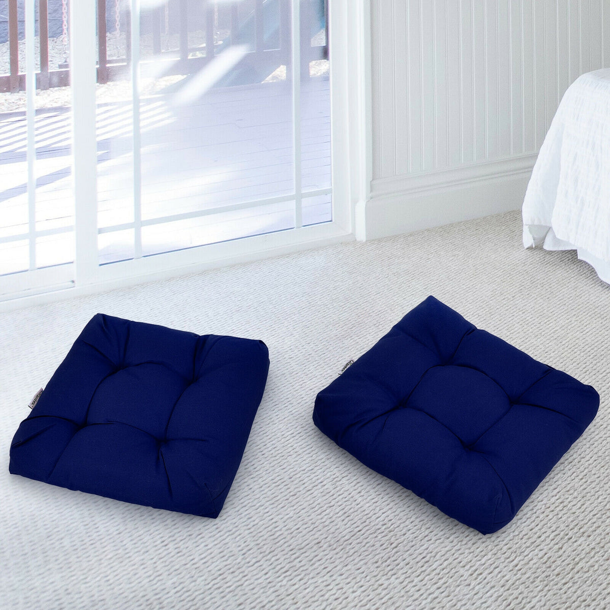 21" Seat Cushion Set of 2, Navy - Patio Chair Pad