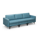 3-Seat Sectional Sofa with Armrest Organizer - Gray