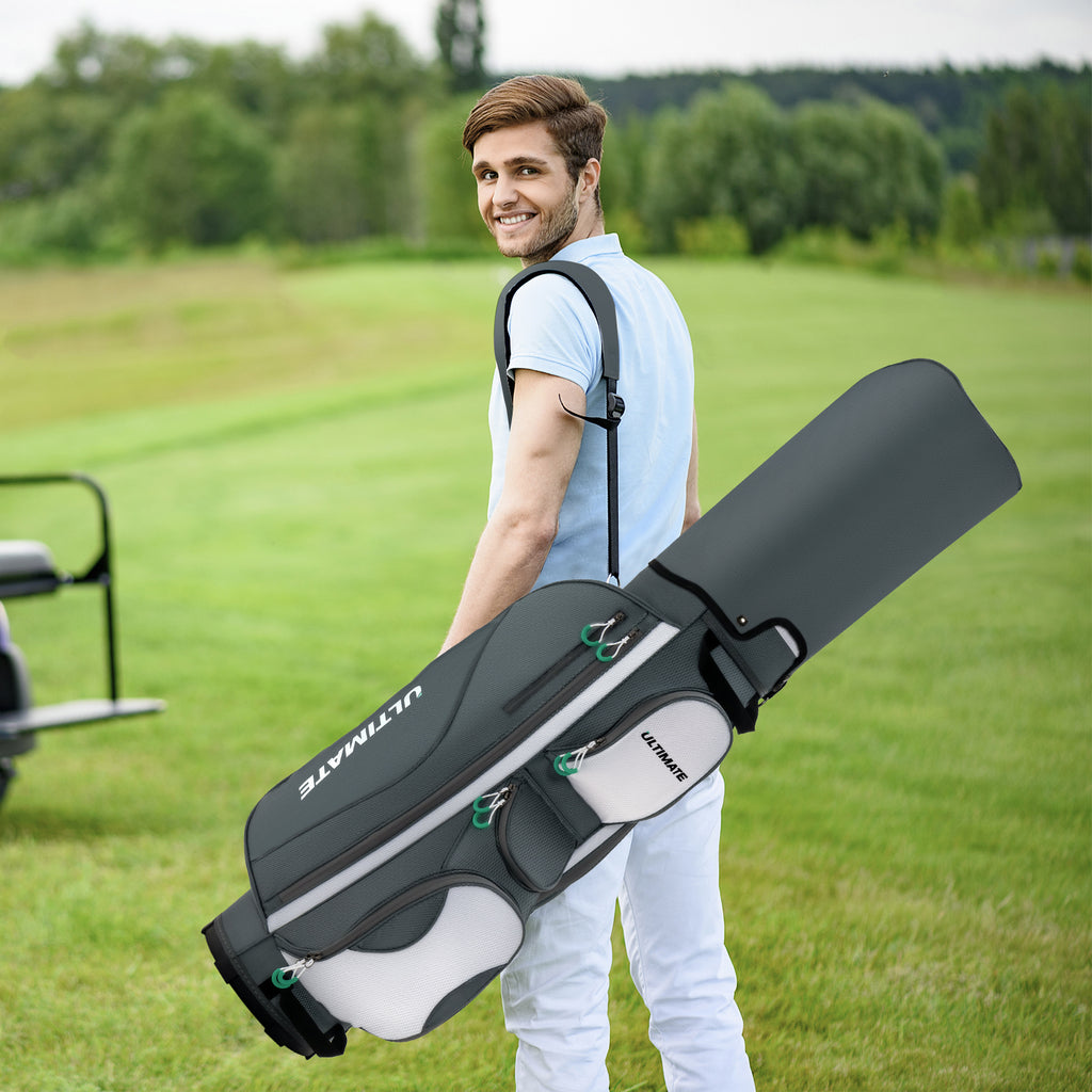 14-Way Golf Cart Bag with 7 Zippered Pockets, Cooler & Rain Hood