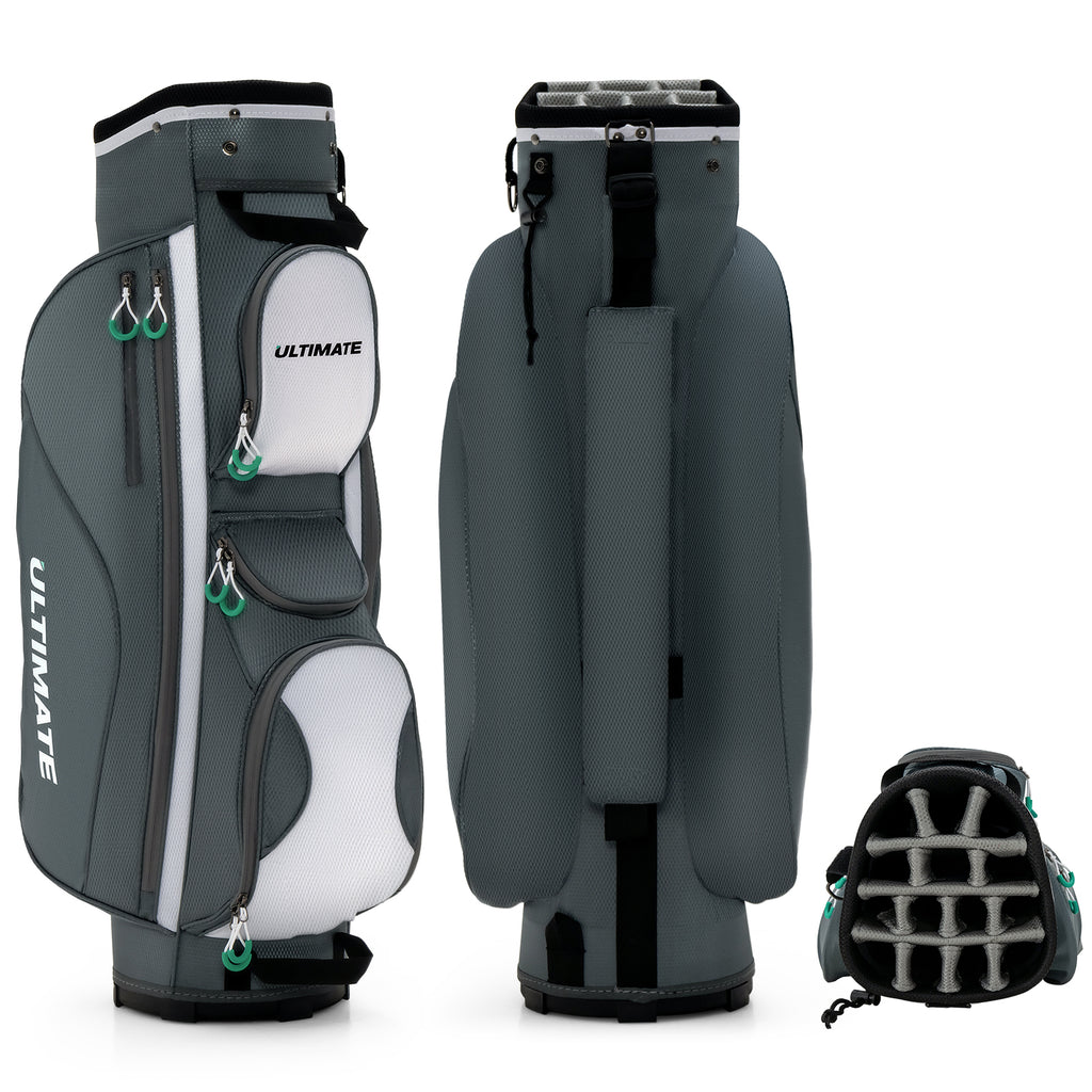 14-Way Golf Cart Bag with 7 Zippered Pockets, Cooler & Rain Hood