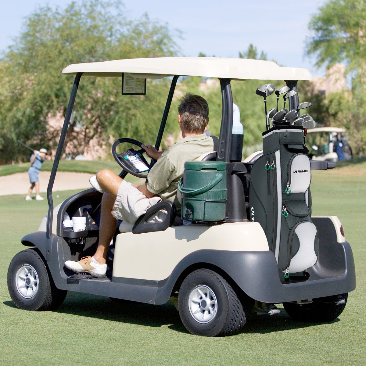 14-Way Golf Cart Bag with 7 Zippered Pockets, Cooler & Rain Hood