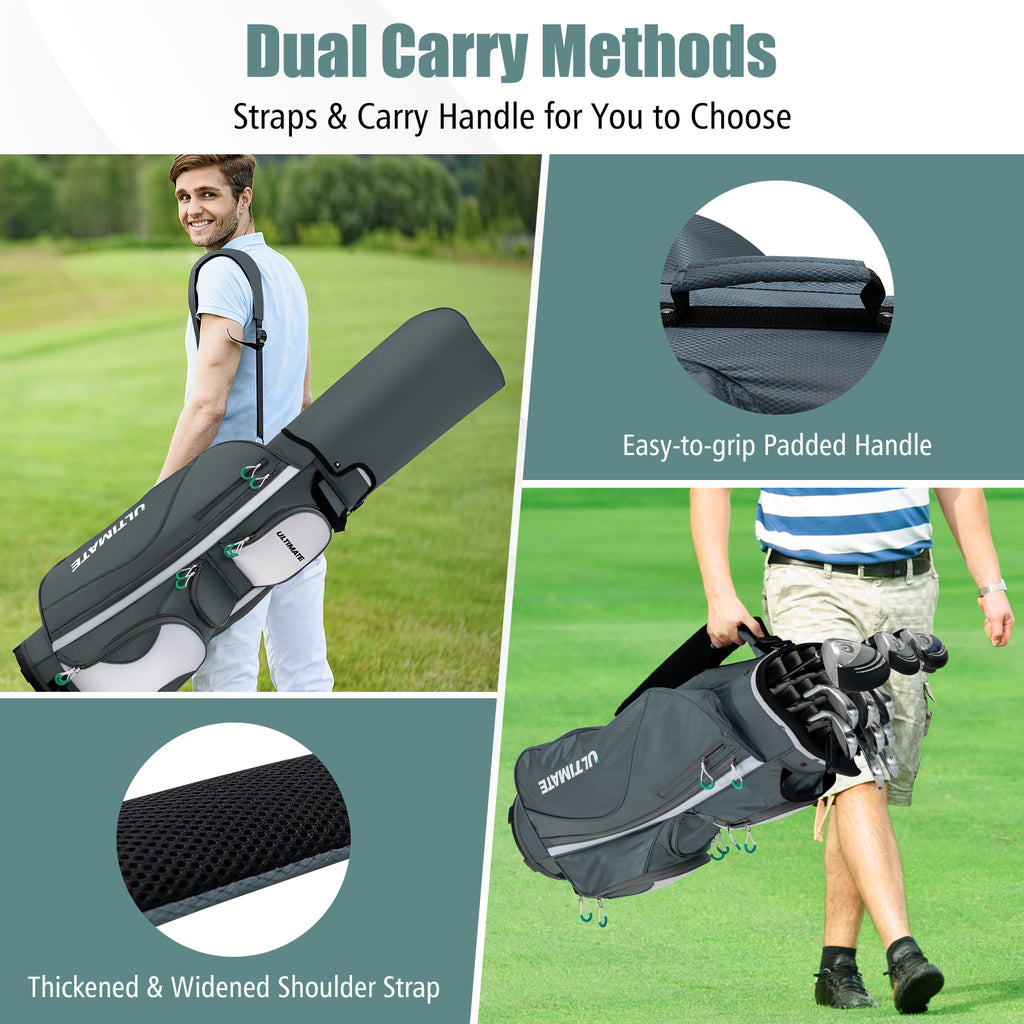 14-Way Golf Cart Bag with 7 Zippered Pockets, Cooler & Rain Hood