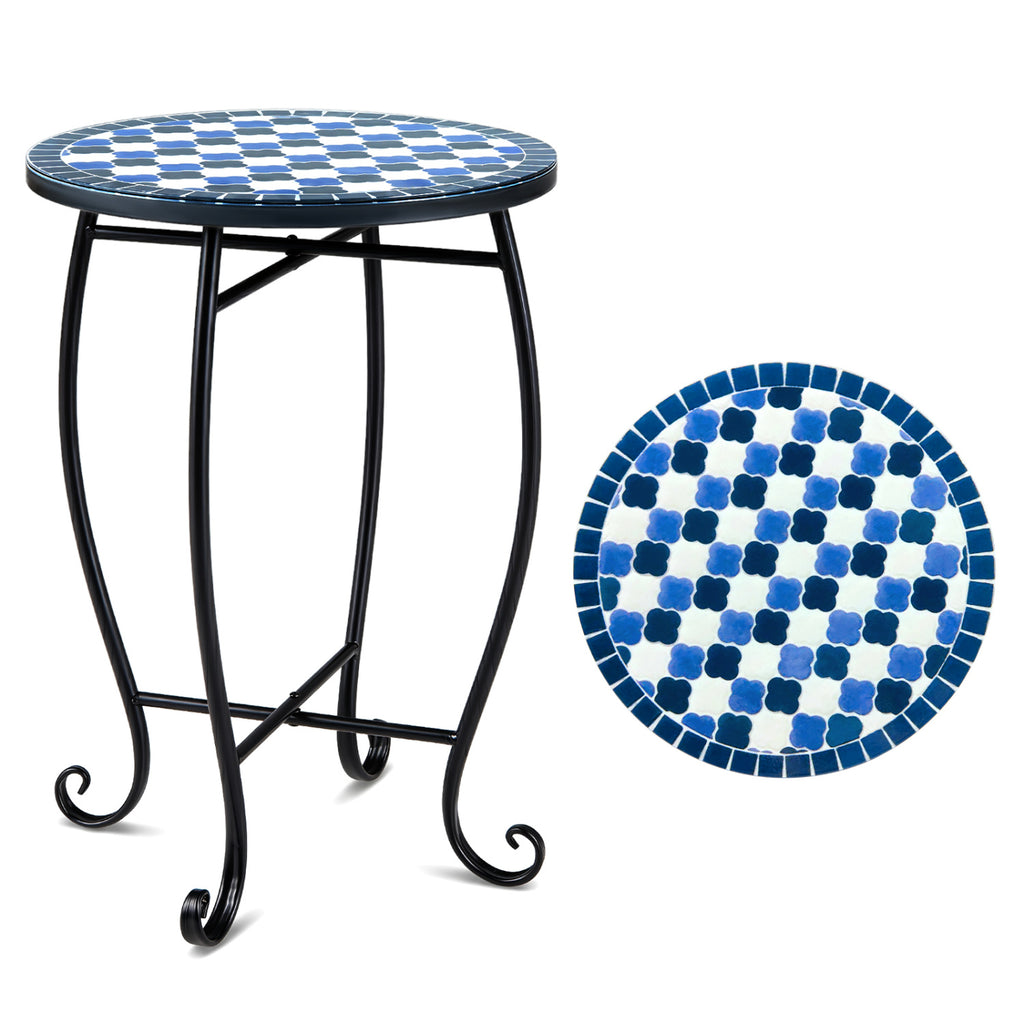 24 Inch Patio Bistro Table with Ceramic Tile Tabletop