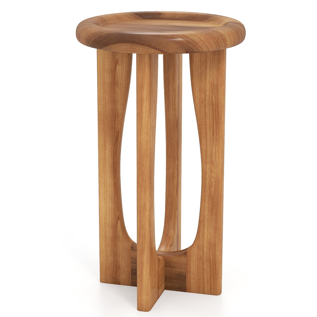 24" Mahogany Wood Coffee Table - Thickened Top & Column Legs
