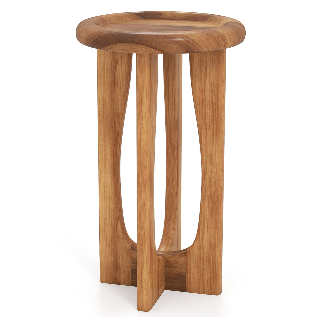 24" Mahogany Wood Coffee Table - Thickened Top & Column Legs