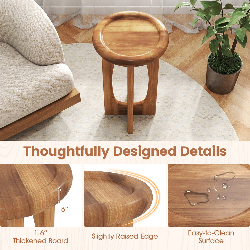 14 Inch Farmhouse End Table with Round Tray Top