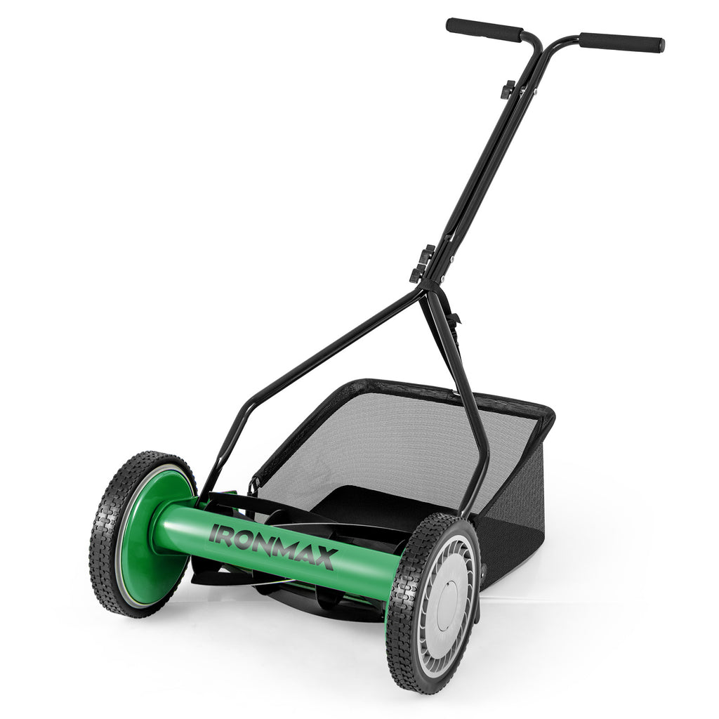 18 Inch Push Reel Lawn Mower 4-Position Adjustable with Removable
