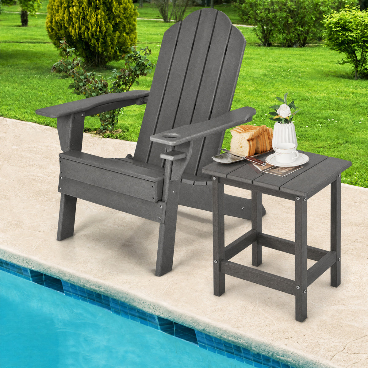 14 Inch Square Weather-Resistant Adirondack Side Table