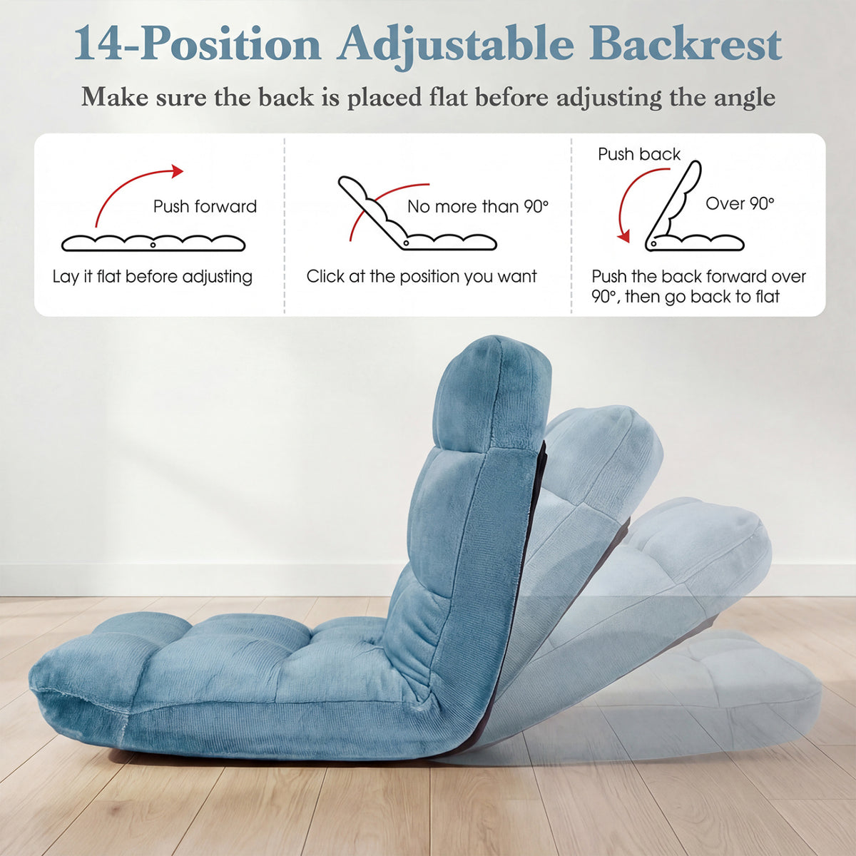 14-Position Adjustable Cushioned Floor Chair - Green