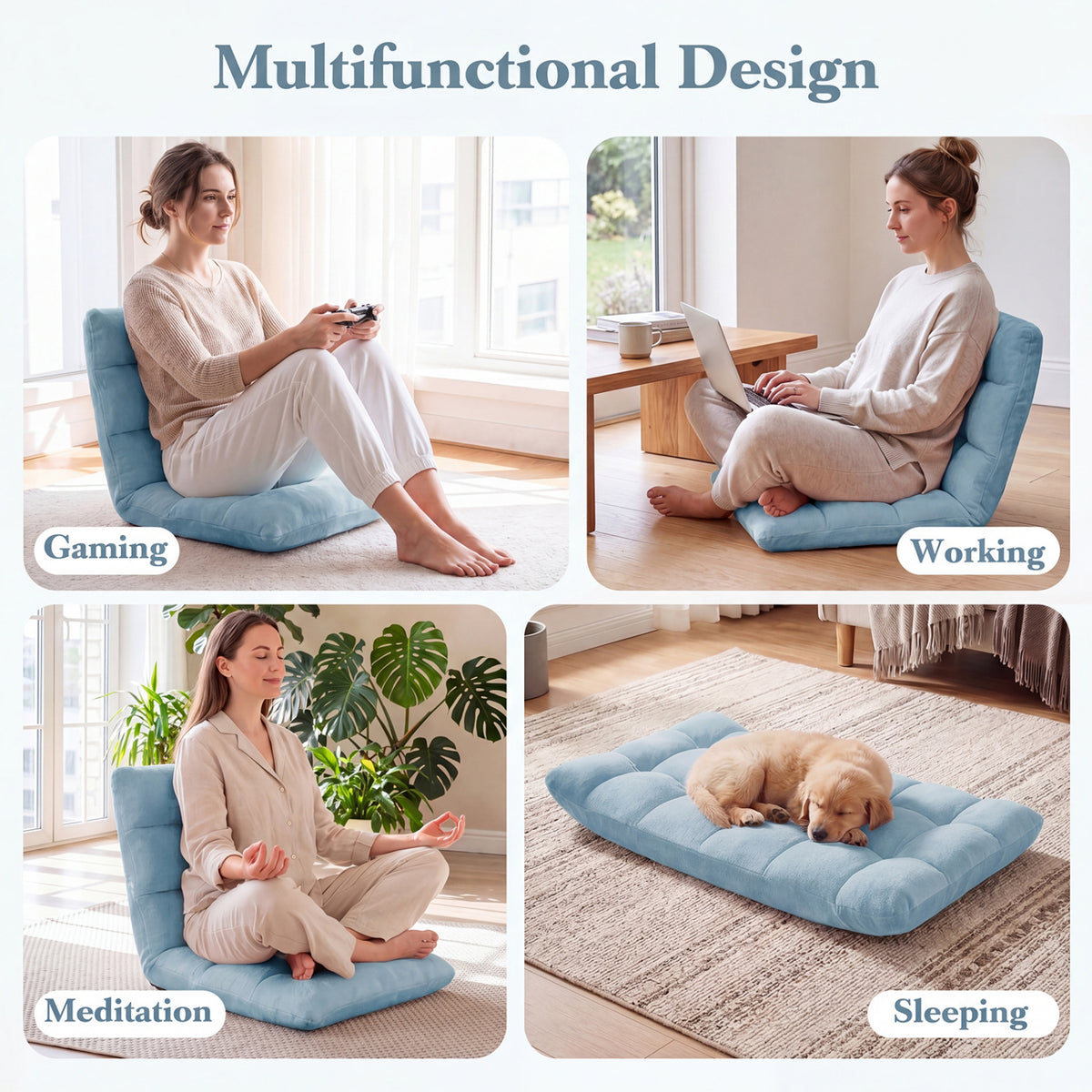 14-Position Adjustable Floor Chair - Green