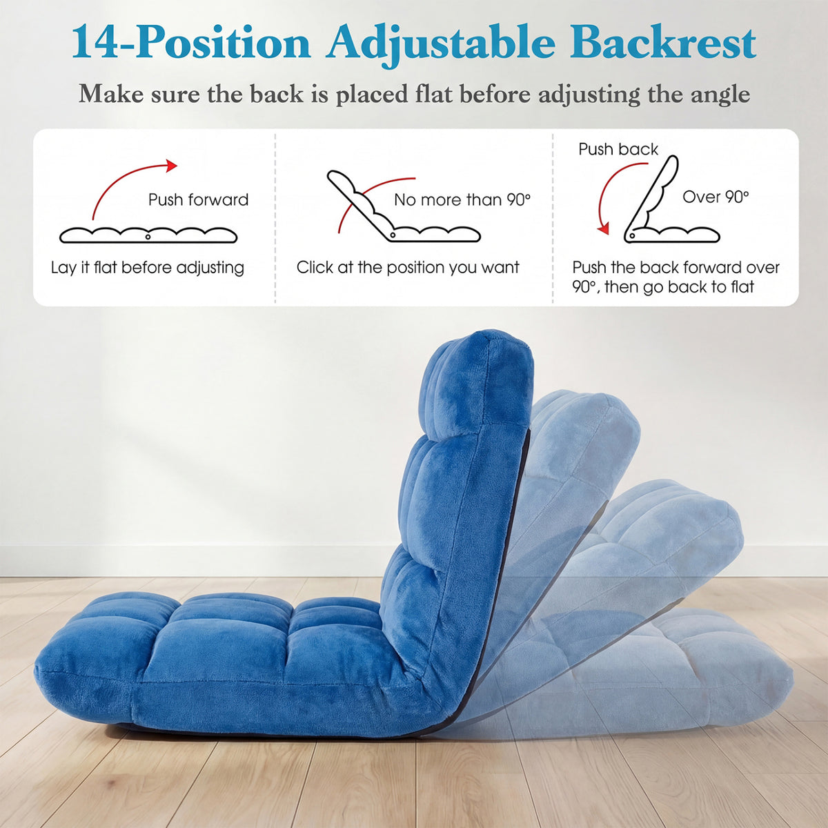 14-Position Adjustable Floor Chair, Blue