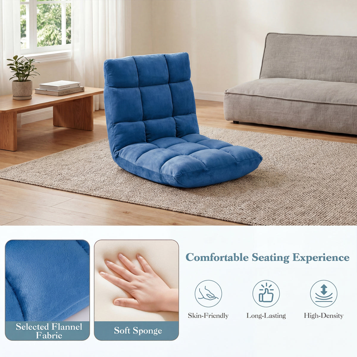 14-Position Adjustable Floor Chair, Blue