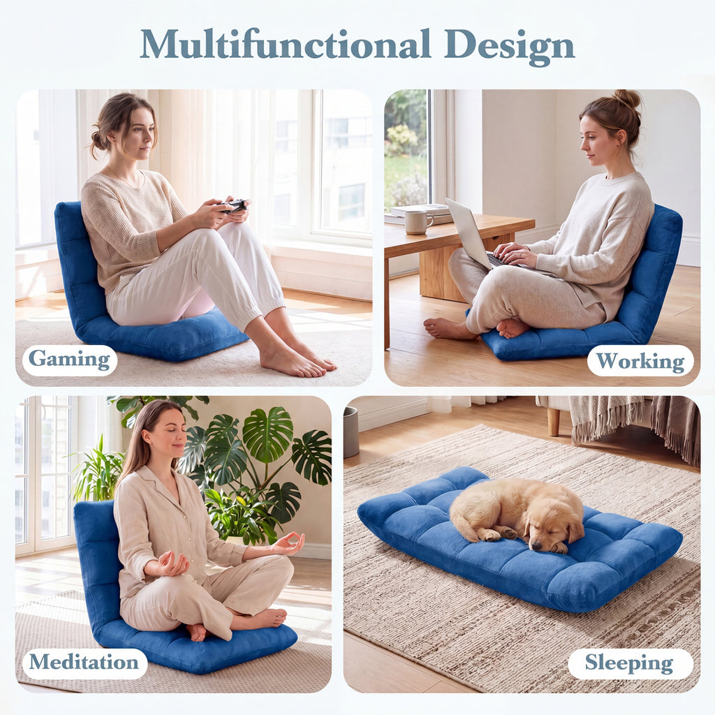 14-Position Adjustable Floor Chair, Blue