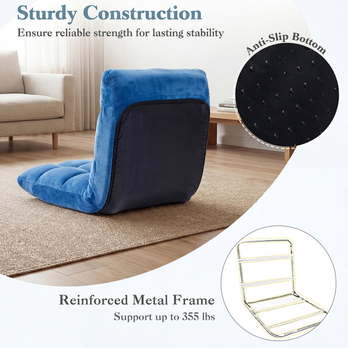14-Position Adjustable Floor Chair, Blue