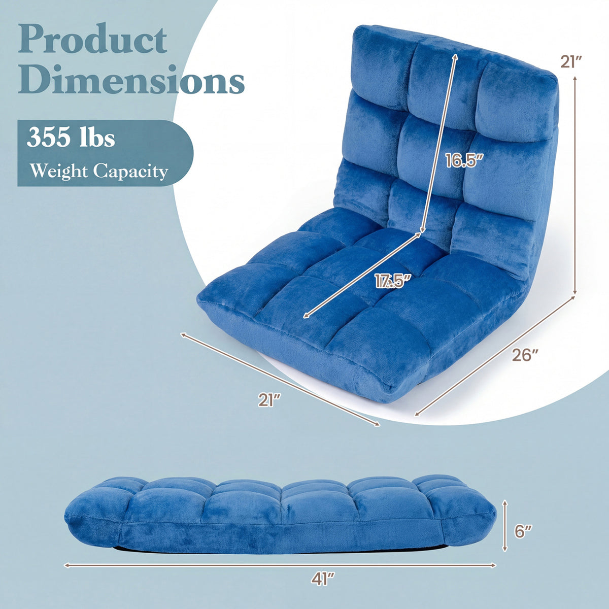 14-Position Adjustable Floor Chair, Blue