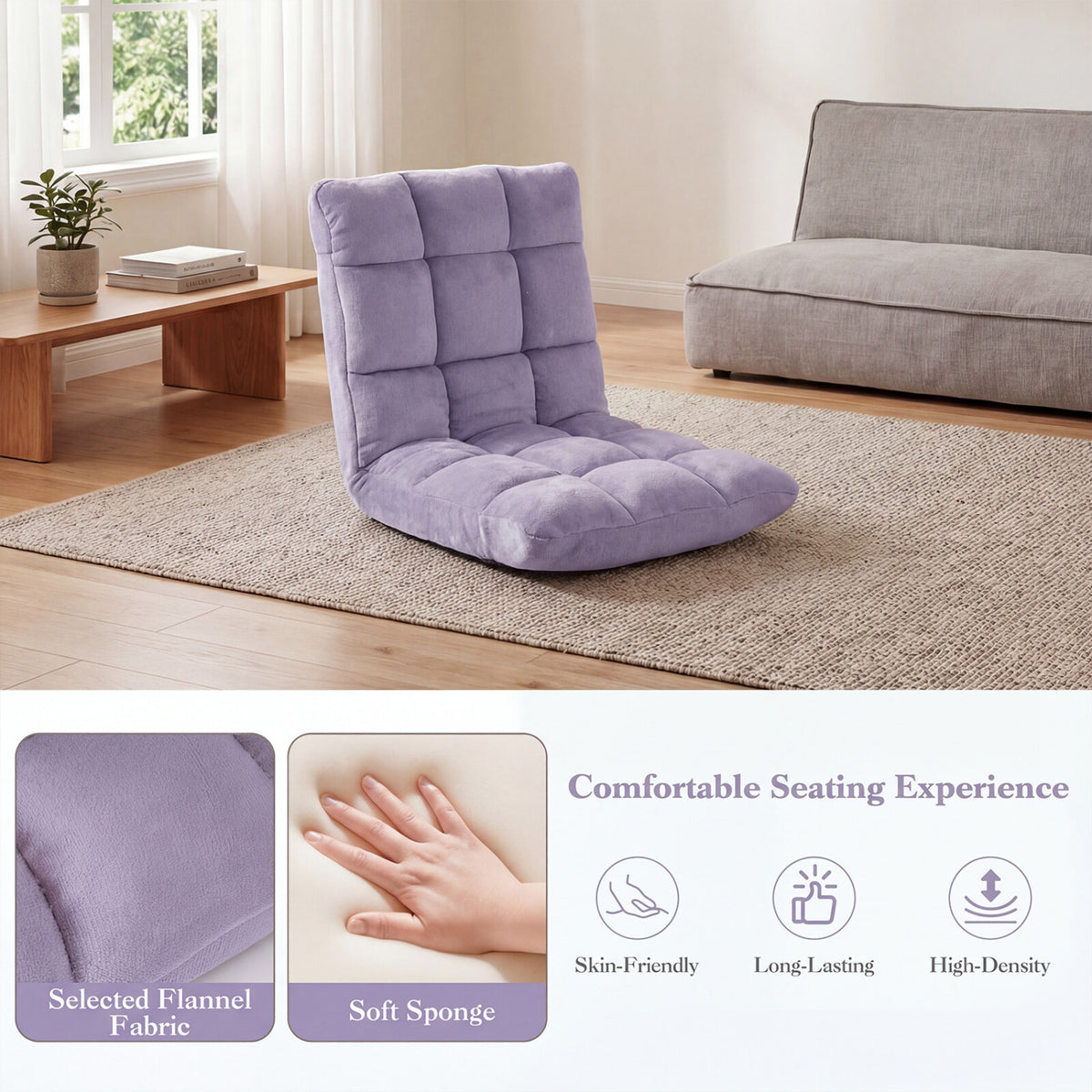14-Position Adjustable Floor Chair - Light Purple