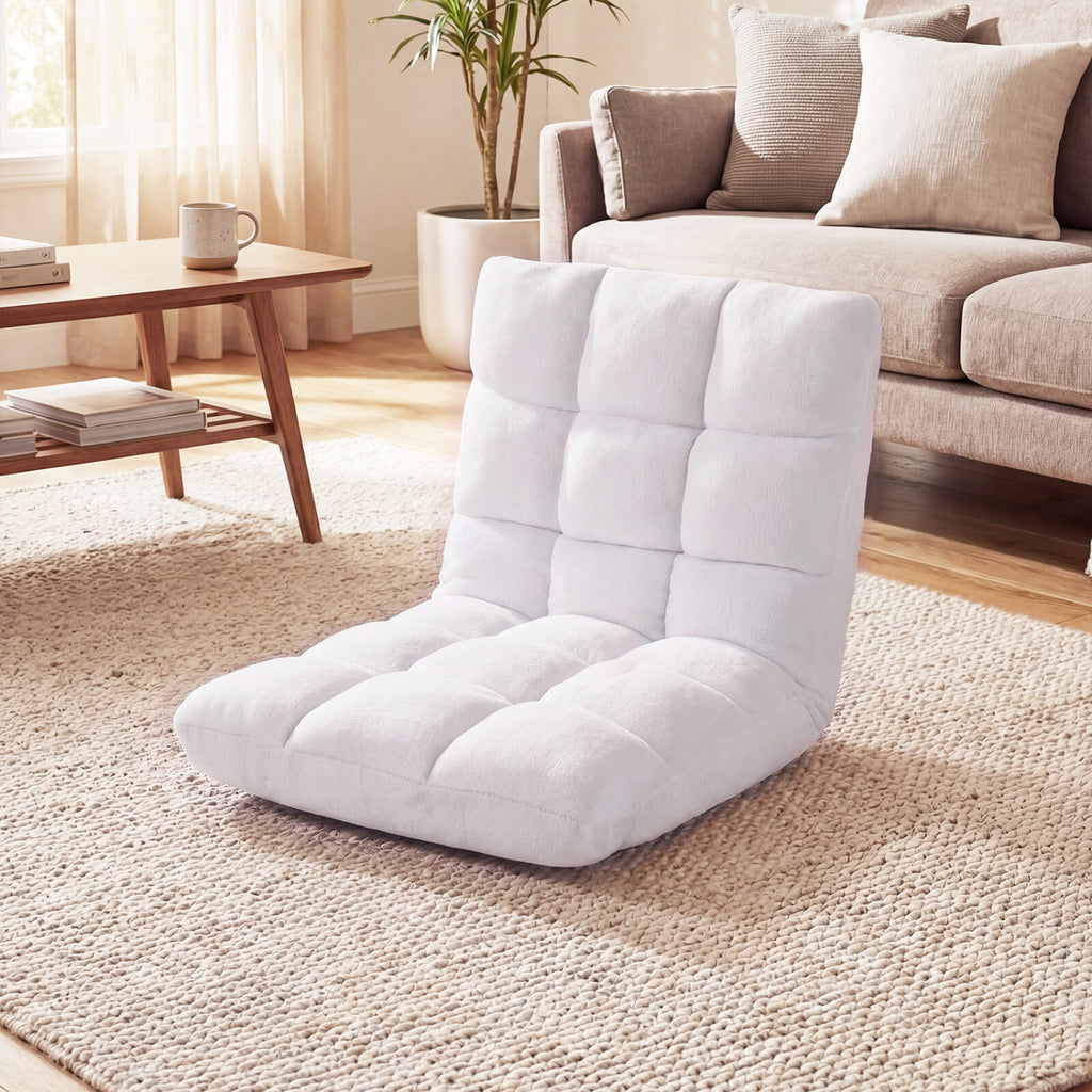 14-Position Adjustable Floor Chair, White Soft Coral