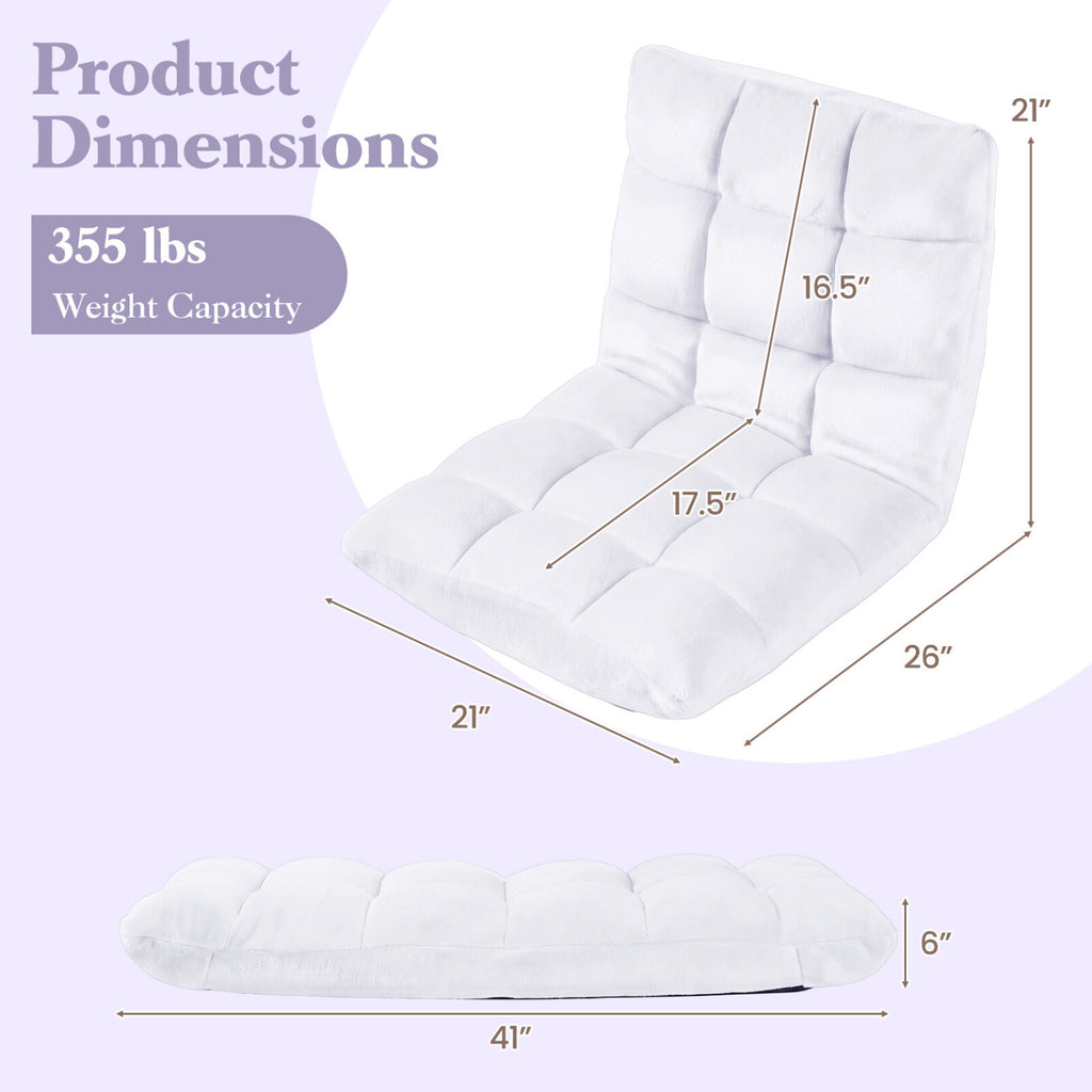 14-Position Adjustable Floor Chair, White Soft Coral