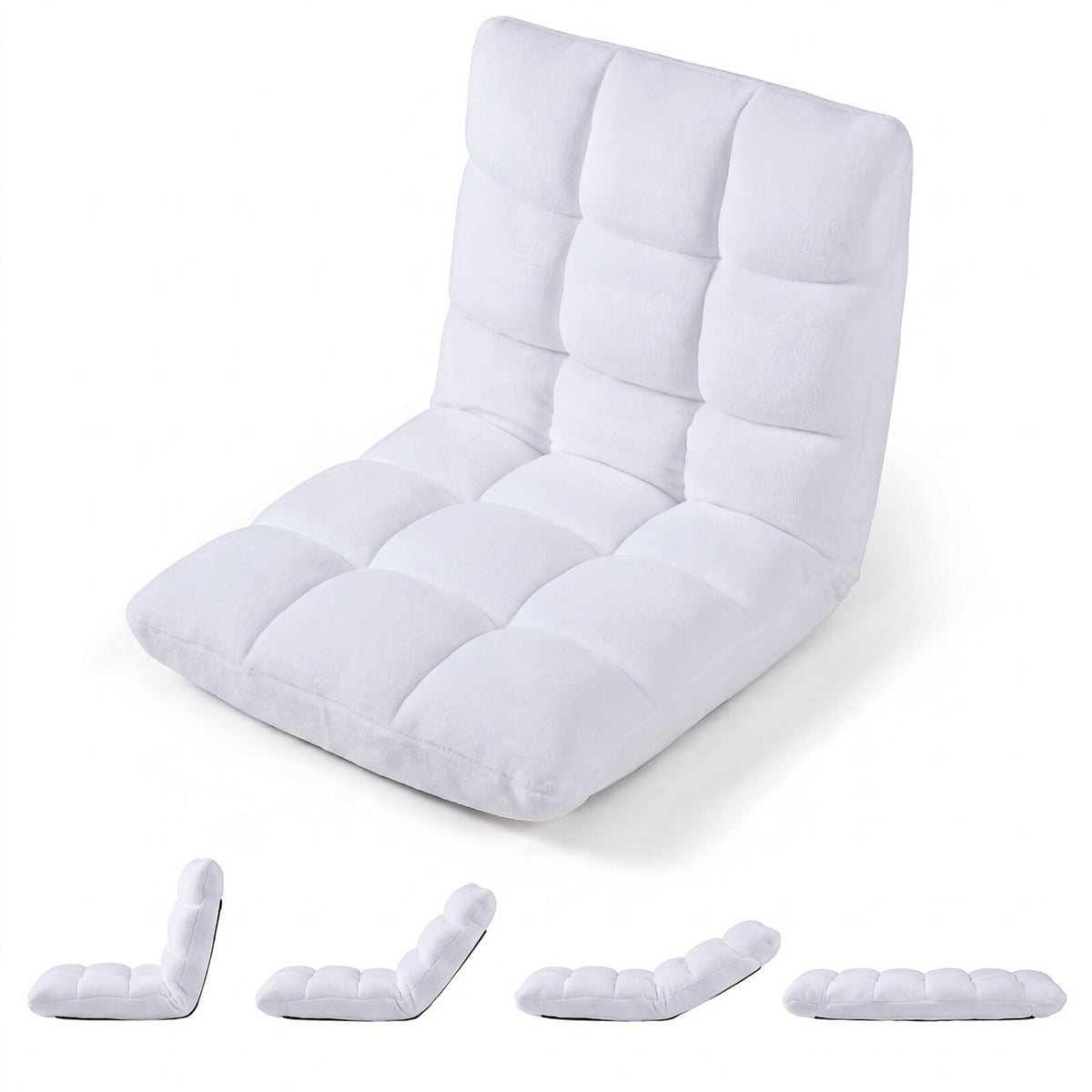 14-Position Adjustable Floor Chair, White Soft Coral