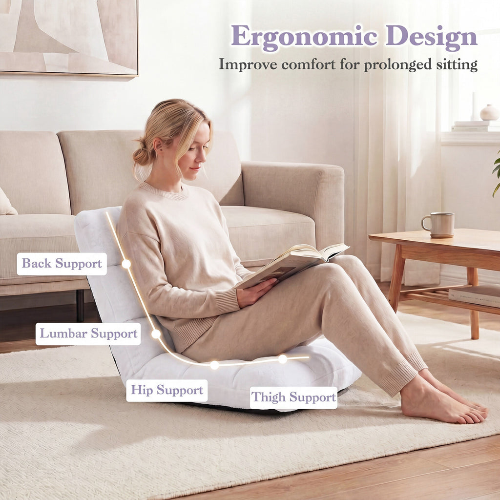 14-Position Adjustable Floor Chair, White Soft Coral