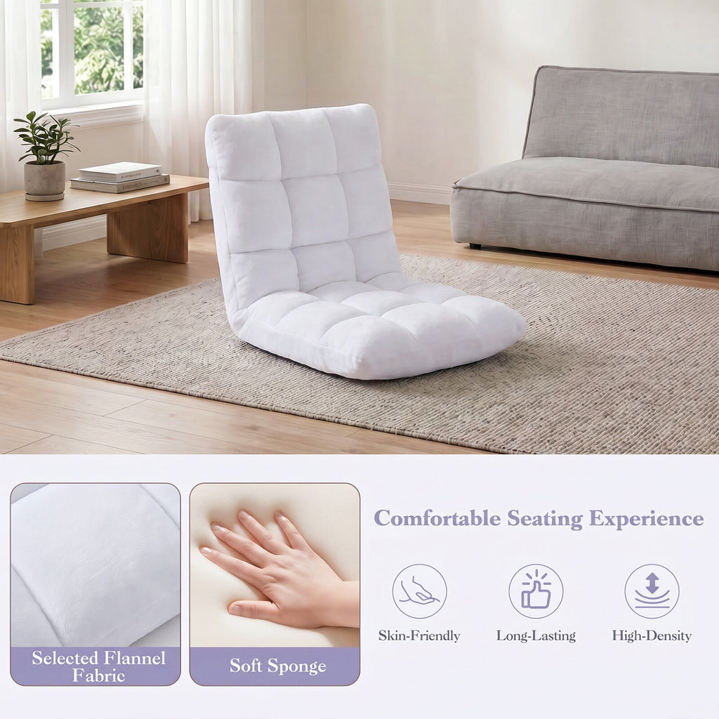 14-Position Adjustable Floor Chair, White Soft Coral