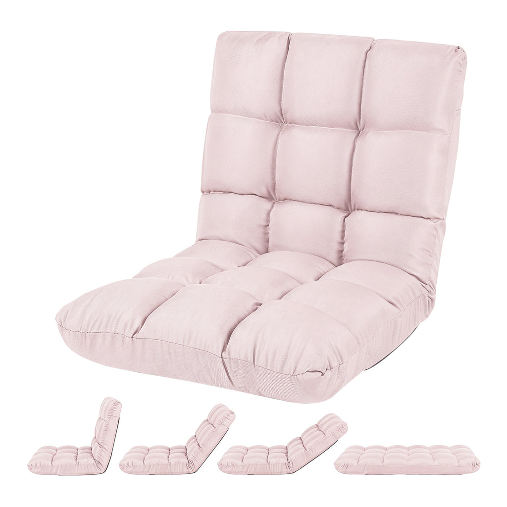 14-Position Floor Chair with Adjustable Backrest, Light Pink