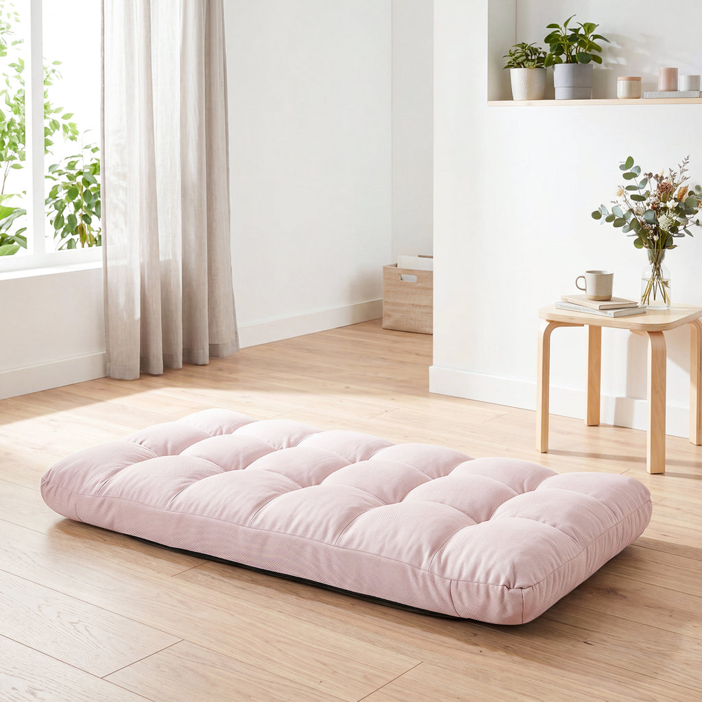 14-Position Floor Chair with Adjustable Backrest, Light Pink