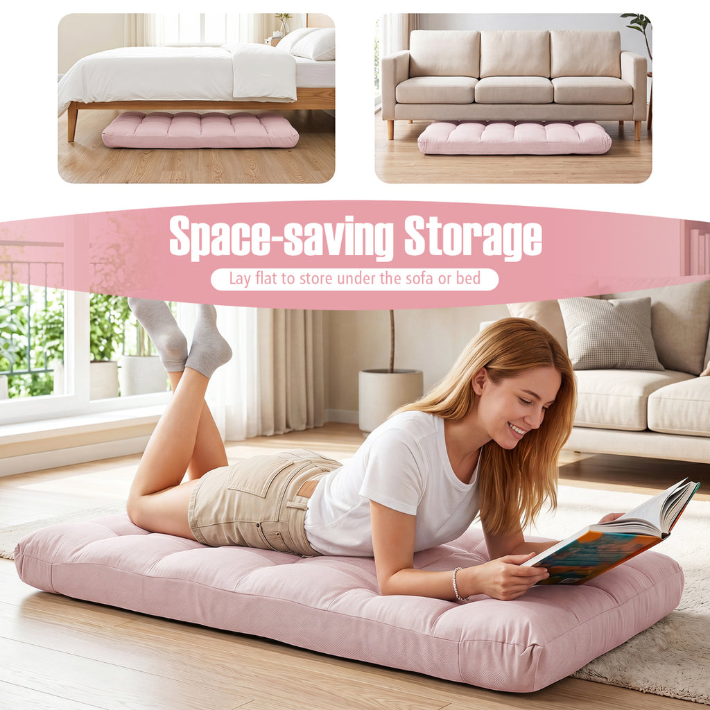 14-Position Floor Chair with Adjustable Backrest, Light Pink