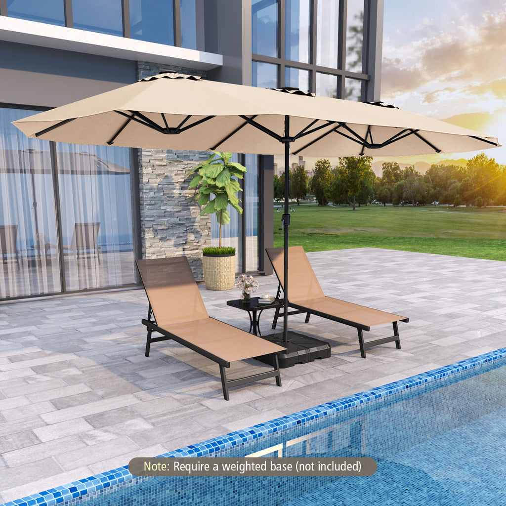 15.5 FT Extra-Large Patio Umbrella with LED Solar Lights and Crank