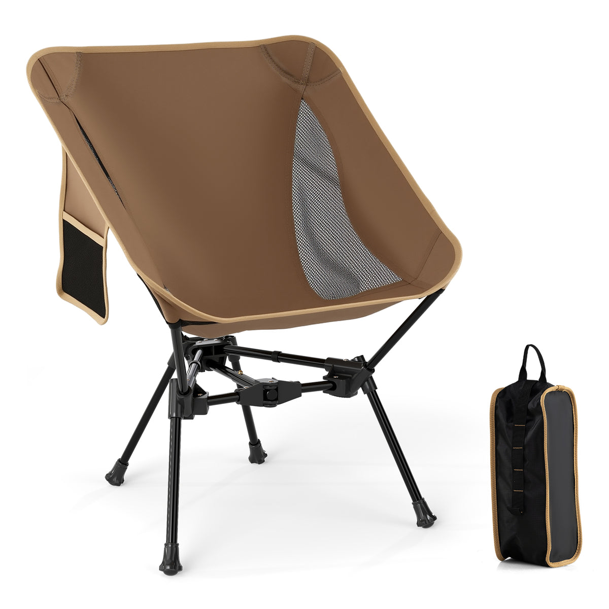 Portable Camping Chair with Carrying Bag - Coffee