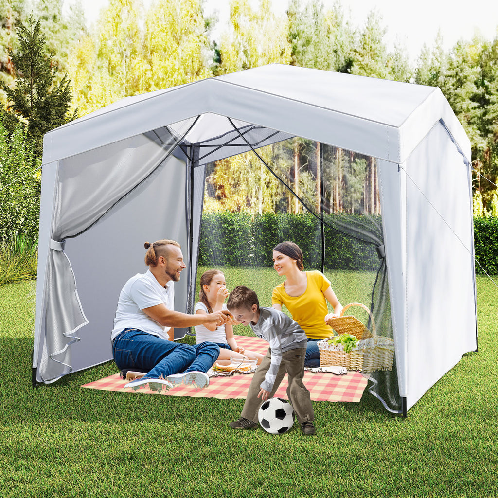 Pop up Canopy Tent wiht 4 Sidewalls Mesh Netting Wheeled Bag