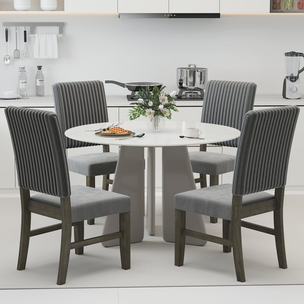 Dining Chair Set of 2 Mid-Century Modern Velvet Upholstered - Gray
