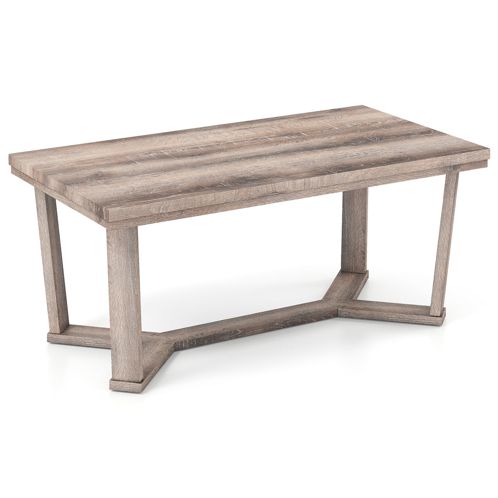 Rectangle Coffee Table with Rubber Wood Base - Gray