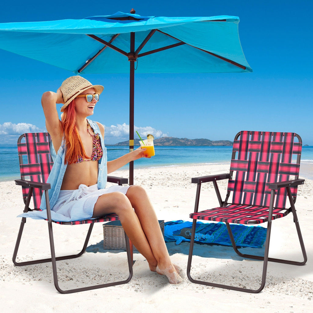 6 Pieces Folding Beach Chair Camping Lawn Webbing
