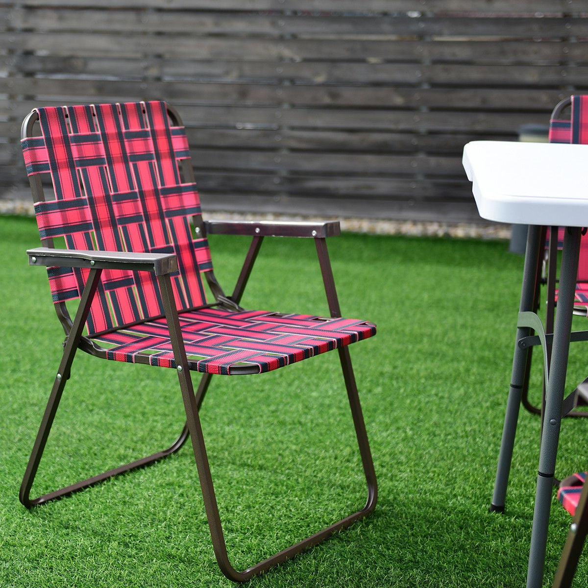 6 Pieces Folding Beach Chair Camping Lawn Webbing