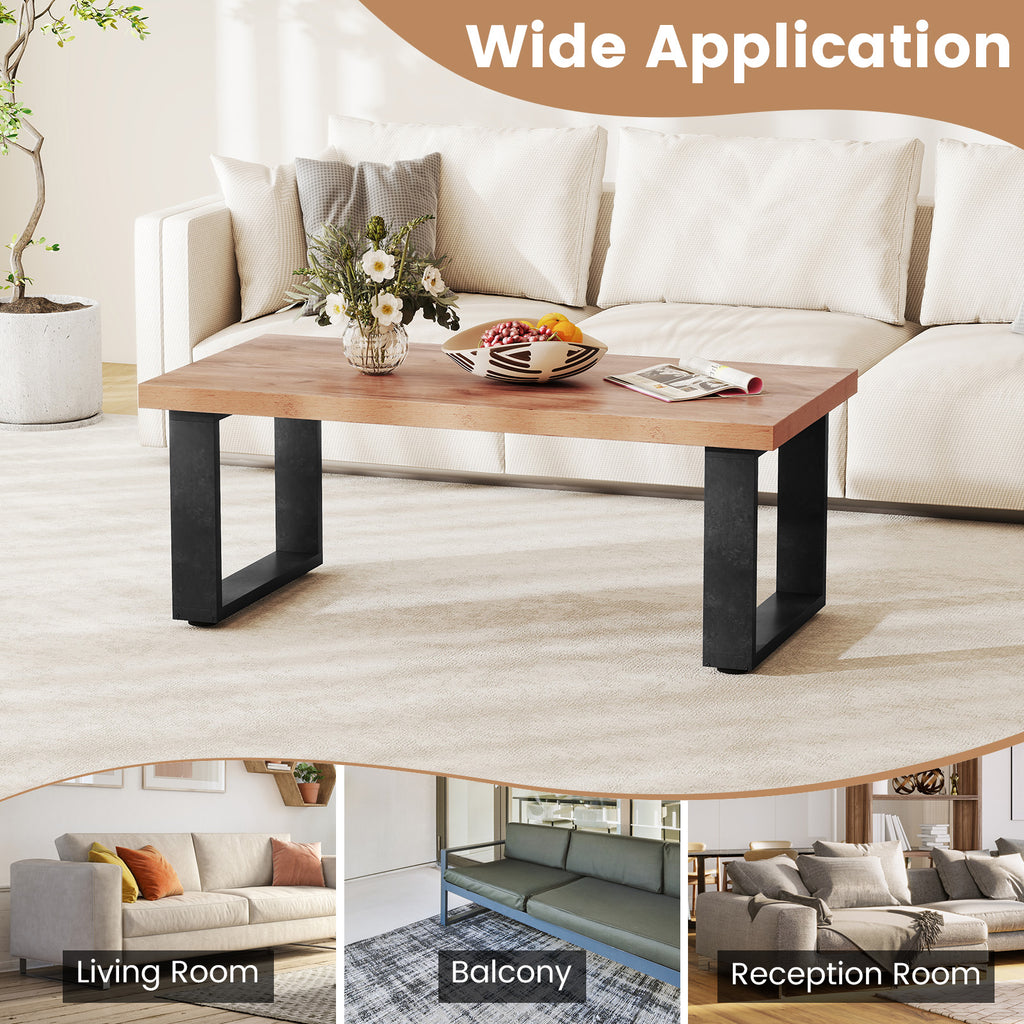 47" Farmhouse Coffee Table with Thickened Tabletop - Oak