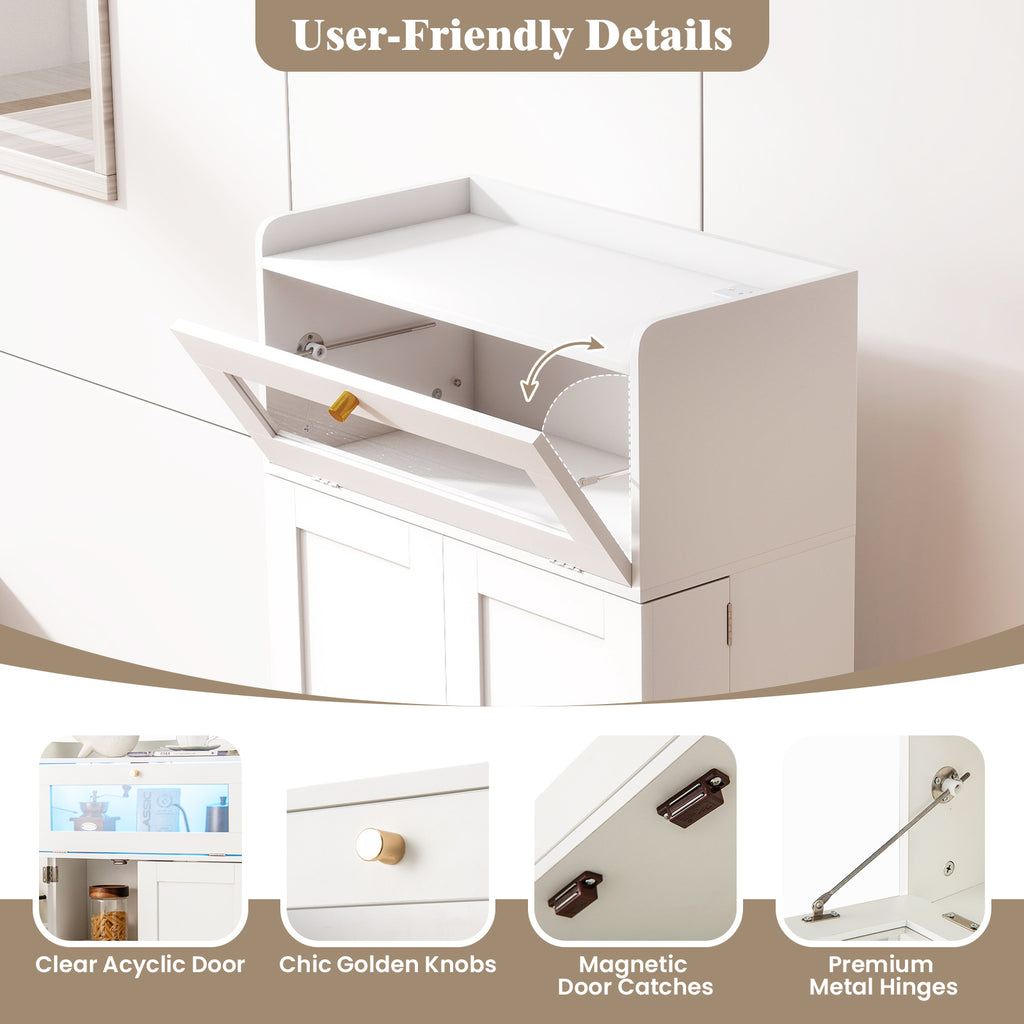 Kitchen Pantry Cabinet Freestanding Food Storage - White