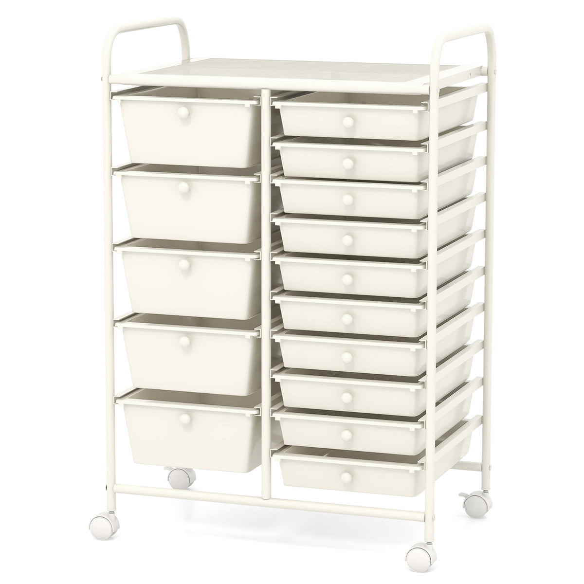 15-Drawer Utility Rolling Cart, White