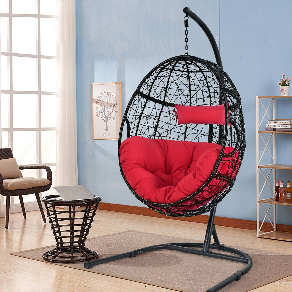 Indoor/Outdoor Hanging Cushioned Hammock Chair with Stand
