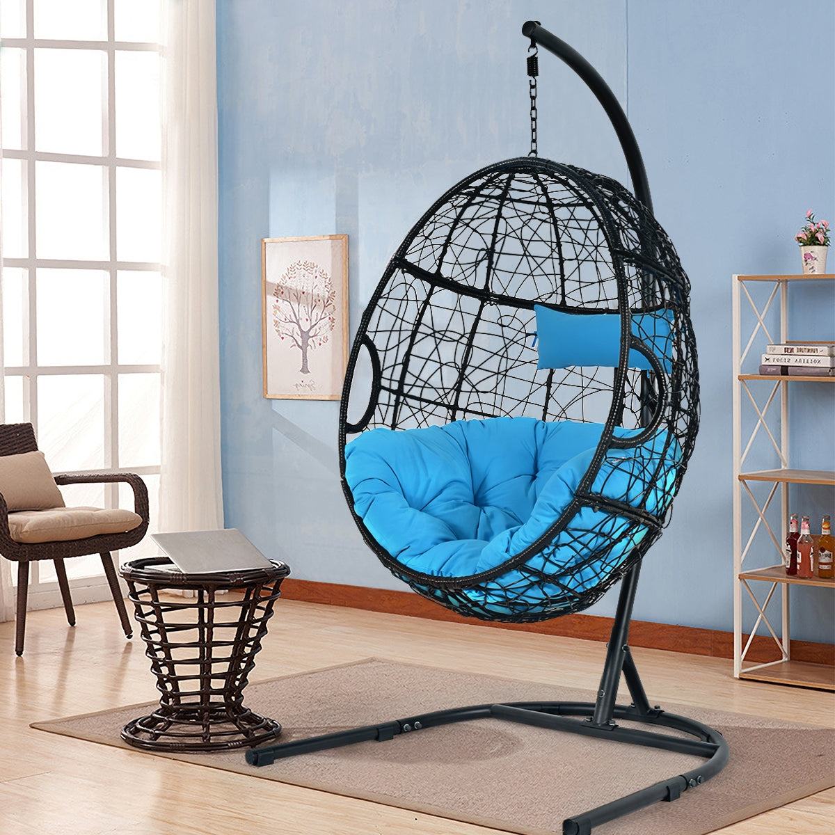 Hanging Hammock Chair with Stand - Blue