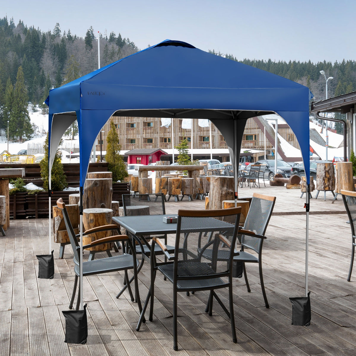 6.6 x 6.6 Feet Pop Up Canopy Tent Height Adjustable Blue